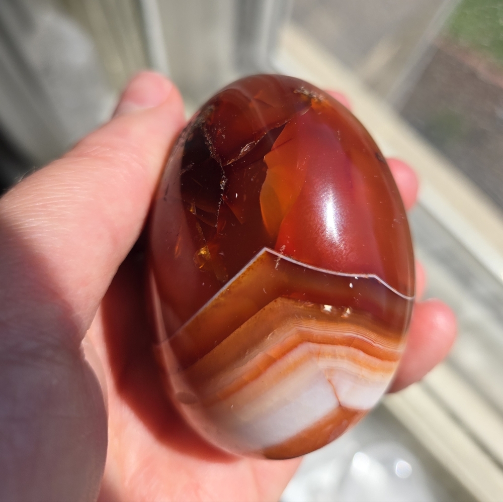 Banded Carnelian Palm Stone